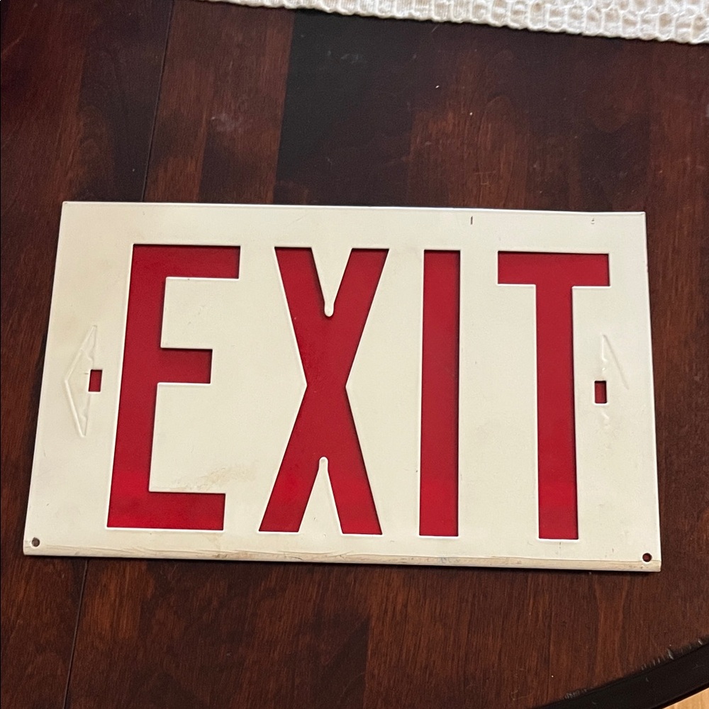 Red and White EXIT Sign Wall Accent